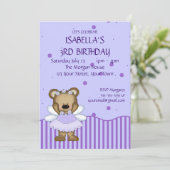 カスタムなテディー・ベアの青い妖精のプリンセス 招待状 (スタンド正面)