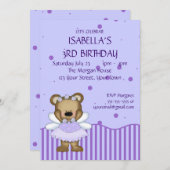 カスタムなテディー・ベアの青い妖精のプリンセス 招待状 (正面/裏面)