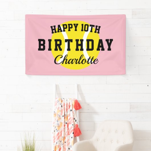 カスタムなテニスのテーマのハッピーバースデーのパーティーの旗 横断幕 (インサイチュ)