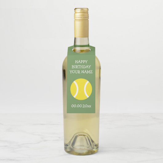 カスタムなテニスのテーマの誕生会 ボトルネックタグ (ボトル)