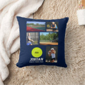 カスタムなテニスの写真のコラージュの名前のチーム年 クッション (ブランケット)