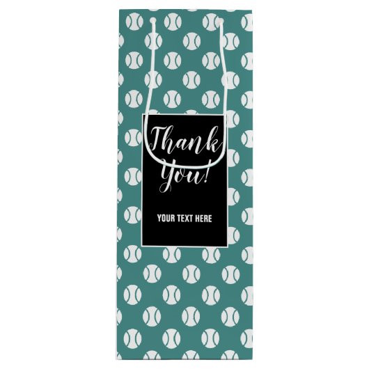 カスタムなテニス・ボールパターンワイン・ボトルのギフトバッグ ワインギフトバッグ (正面)