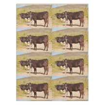 カスタムなテーブルクロス"クロムのブラウン牛"