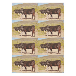 カスタムなテーブルクロス"クロムのブラウン牛" テーブルクロス