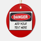 カスタムなドア・ハンガー-危険(あなたの文字を加えて下さい) セラミックオーナメント (左)