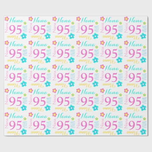 カスタムなナナか一流の年齢を95の誕生日の覆い開花して下さい ラッピングペーパー (フラット)