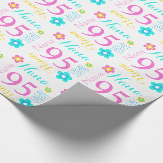 カスタムなナナか一流の年齢を95の誕生日の覆い開花して下さい ラッピングペーパー (コーナー)