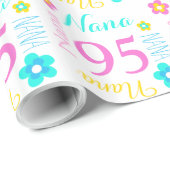 カスタムなナナか一流の年齢を95の誕生日の覆い開花して下さい ラッピングペーパー (ロールコーナー)