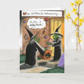 カスタムなハロウィンのおもしろいな魔法使いのトリック・オア・トリート カード (黄色い花)