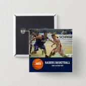 カスタムなバスケットボールの写真プレーヤーのチーム名前年 缶バッジ (正面&裏面)