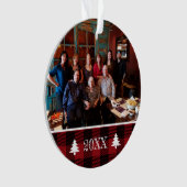 カスタムなバッファローの格子縞は家族写真2味方しました オーナメント (正面)