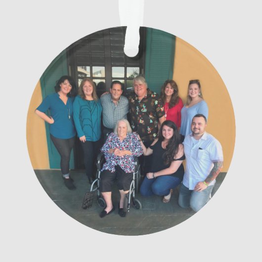 カスタムなバッファローの格子縞は家族写真2味方しました オーナメント (裏面)