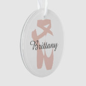 カスタムなバレエのスリッパのバレリーナのダンスの中心の名前 オーナメント (正面)