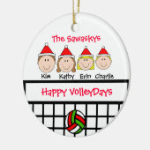 カスタムなバレーボール家族の休日のオーナメント セラミックオーナメント (左)