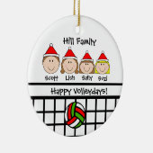 カスタムなバレーボール家族の休日のオーナメント セラミックオーナメント (右)