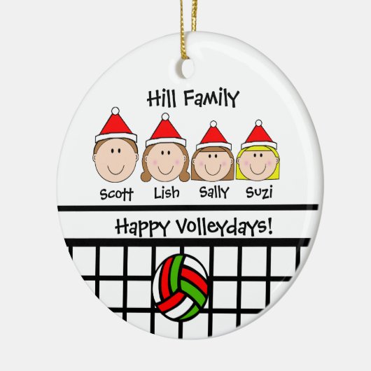 カスタムなバレーボール家族の休日のオーナメント セラミックオーナメント (左)