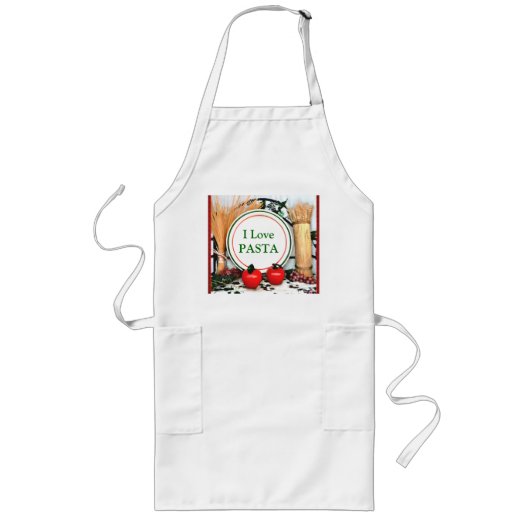 カスタムなパスタの恋人のイタリアンな旗のテーマのエプロン ロングエプロン (正面)