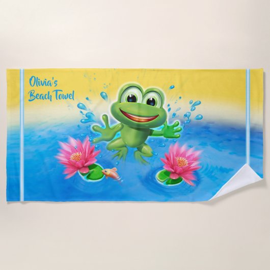 カスタムなビーチタオルの馬跳びのしぶき ビーチタオル (正面)