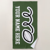 カスタムなビーチタオルはラグビープレーヤーのためのギフトを遊ばします ビーチタオル (正面)