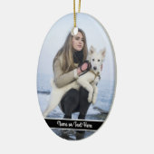 カスタムなビーチ犬および女の子の写真テンプレート セラミックオーナメント (左)