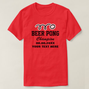 カスタムなビールpongのチャンピオンの飲むゲームのTシャツ Tシャツ