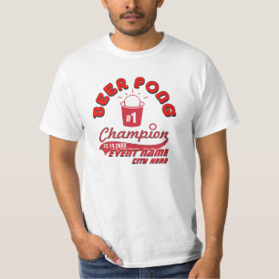 カスタムなビールPongのチャンピオン賞のワイシャツ Tシャツ