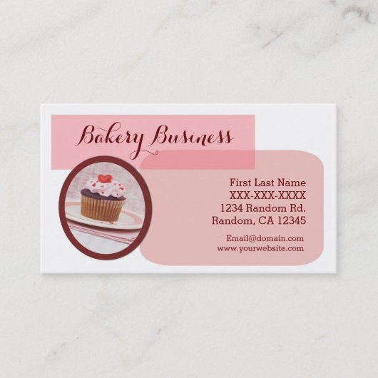 カスタムなピンクのカップケーキのパン屋の名刺 名刺 (正面)