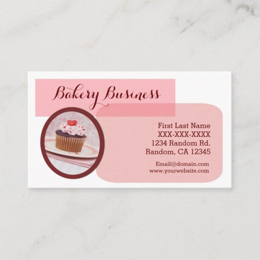 カスタムなピンクのカップケーキのパン屋の名刺 名刺 (正面)