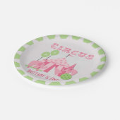 カスタムなピンクのサーカスの誕生日の紙皿 ペーパープレート (アングル)