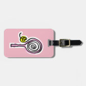 カスタムなピンクのテニスラケット旅行荷物のラベル ラゲッジタグ (正面横)