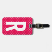 カスタムなピンクのモノグラムの水玉模様旅行荷物のラベル ラゲッジタグ (正面横)