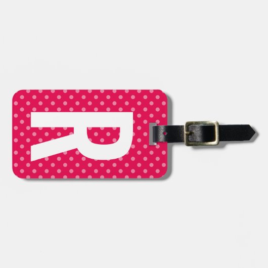 カスタムなピンクのモノグラムの水玉模様旅行荷物のラベル ラゲッジタグ (正面横)