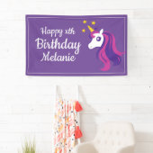 カスタムなピンクのユニコーンの女の子の誕生会の旗 横断幕 (インサイチュ)