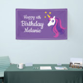 カスタムなピンクのユニコーンの女の子の誕生会の旗 横断幕 (トレードショー)