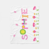 カスタムなピンクの蝶、花あなたの女の子の名前 フリースブランケット (正面)