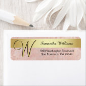 カスタムなピンクの金ゴールドホイルの黒のモノグラムの手紙 ラベル (インサイチュ)