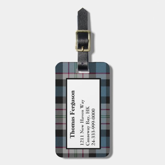 カスタムなファーガソンのタータンチェック格子縞の荷物のラベル ラゲッジタグ (正面縦)