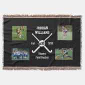 カスタムなフィールドホッケーの写真のコラージュの名前のチーム数 スローブランケット (正面)