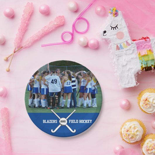 カスタムなフィールドホッケーの写真のコラージュの名前のチーム数 ペーパープレート (パーティー)