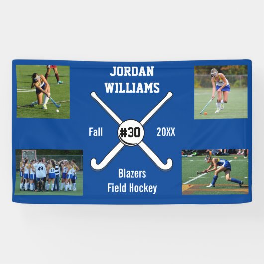 カスタムなフィールドホッケーの写真のコラージュの名前のチーム数 横断幕 (横)