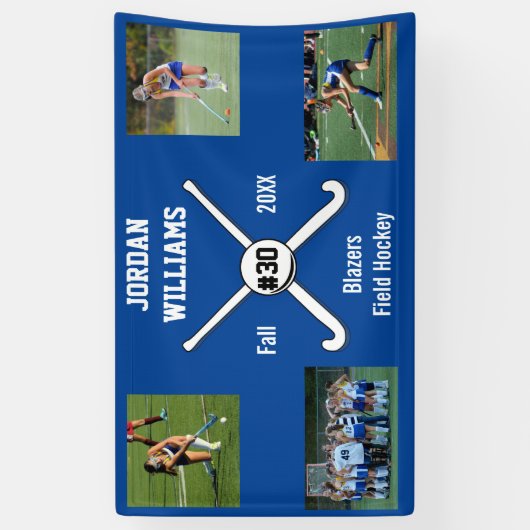 カスタムなフィールドホッケーの写真のコラージュの名前のチーム数 横断幕 (縦)