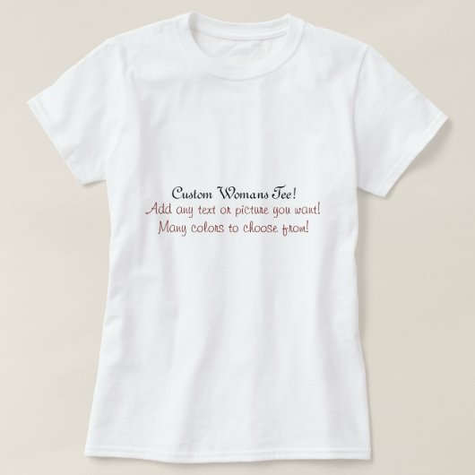 カスタムなフォントの女性のティー Tシャツ (デザイン正面)