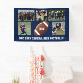 カスタムなフットボールの写真のコラージュのチーム学校の名前 横断幕 (インサイチュ)