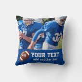 カスタムなフットボールの写真名前および数 クッション (裏面)