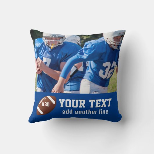 カスタムなフットボールの写真名前および数 クッション (裏面)