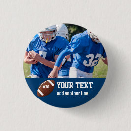 カスタムなフットボールの写真名前および数 缶バッジ