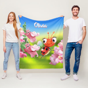カスタムなフリースブランケット(50 x 60")のてんとう虫は開花します フリースブランケット