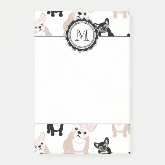 カスタムなフレンチ・ブルドッグパターン ポストイット (正面)
