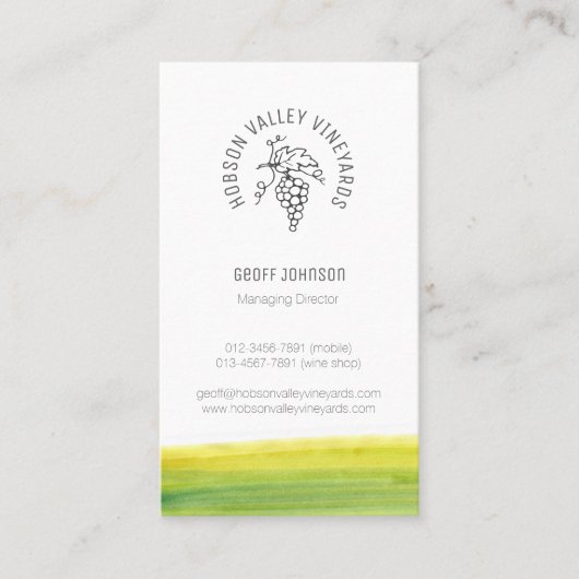 カスタムなブドウのブドウ園のワインの名刺 名刺 (正面)