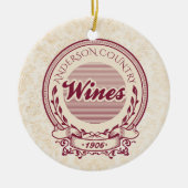 カスタムなブドウ園の名前のワインのクリスマスのオーナメント セラミックオーナメント (正面)
